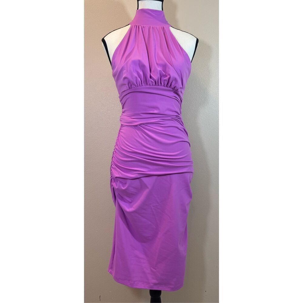 NWOT Susana Monaco Mock Neck Bodycon Gathered Sleeveless Dress Women's Medium